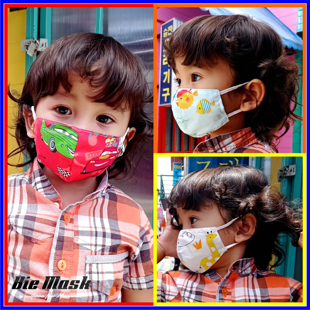 Masker Kain Anak Balita 2 Ply Model uckbill Bisa diisi Tisu