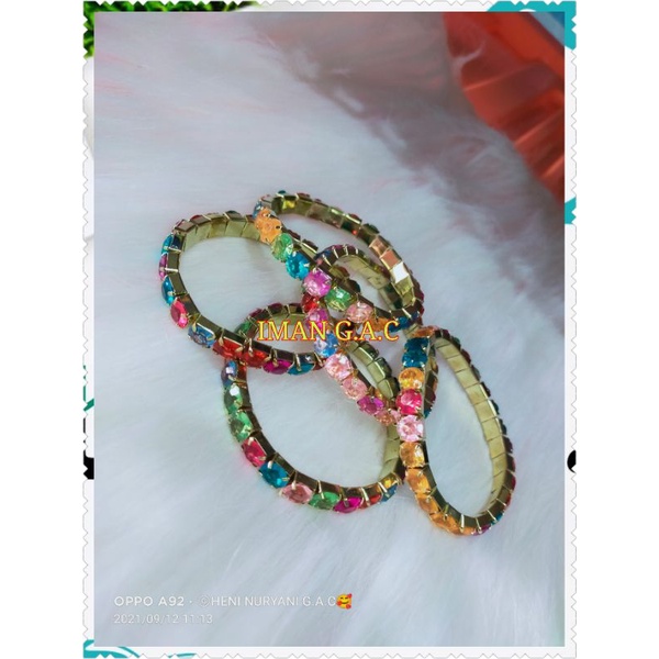 gelang keroncong india anak isi 3pcs/gelang keroncong karet permata anak