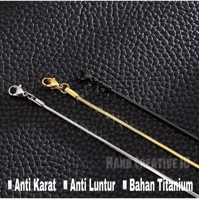 Kalung Pria Wanita Original Titanium Anti Karat Belut Kotak Silver