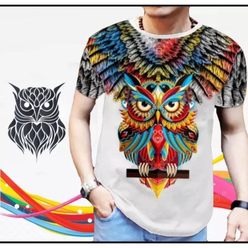 Kaos Pria Owl Putih Kayu