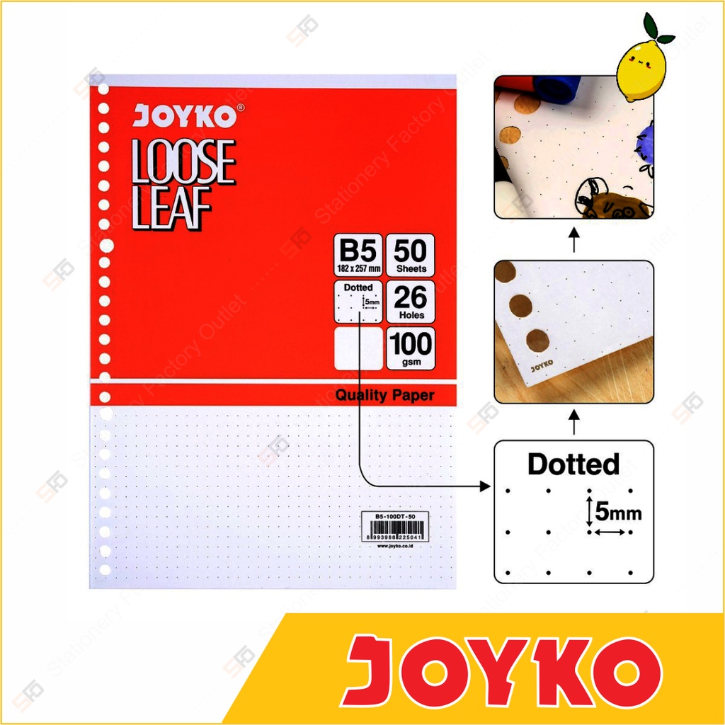 

Loose Leaf B5 Dot Grid Joyko isi 50 - 100 gram