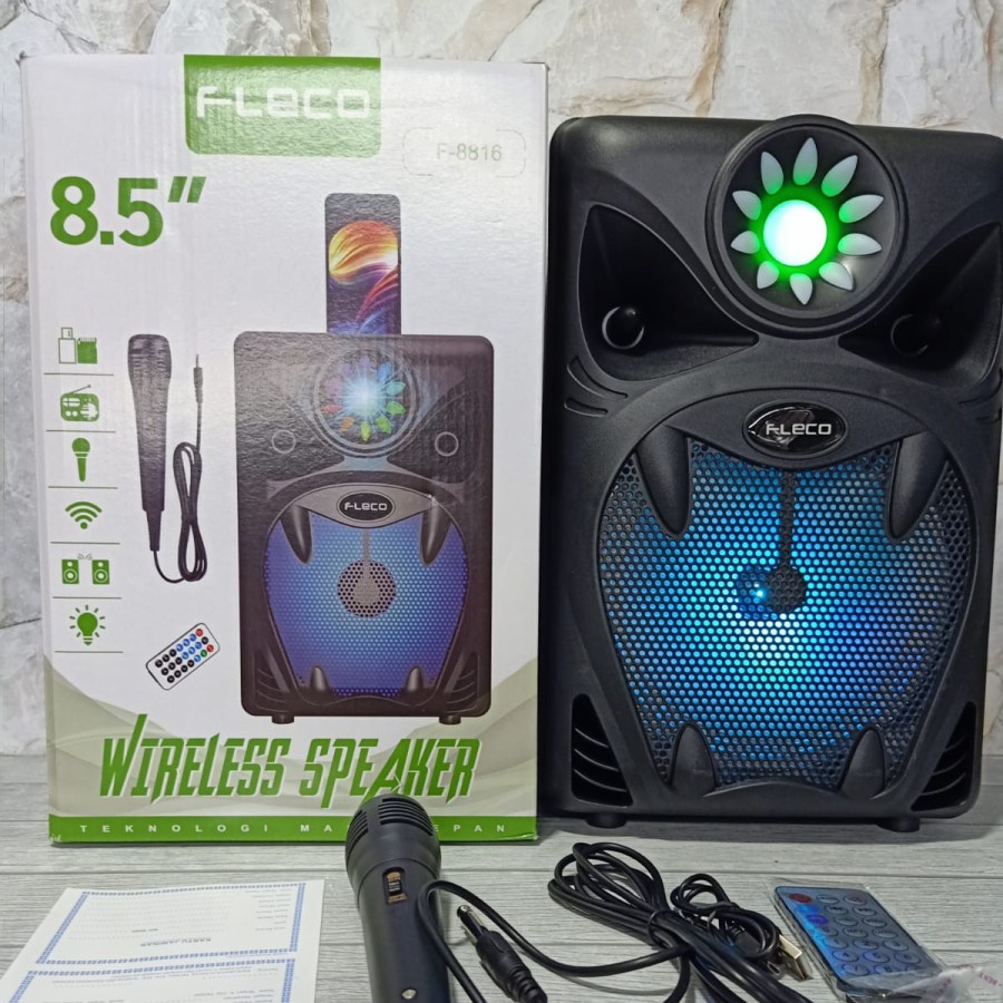 COD SPEAKER BLUETOOTH FLECO 8'5 INCH F-8816 PLUS MIC KARAOKE X-BASS//SPEAKER KARAOKE//SPEAKER SALON AKTIF X-BASS//SPEAKER WIRELESS