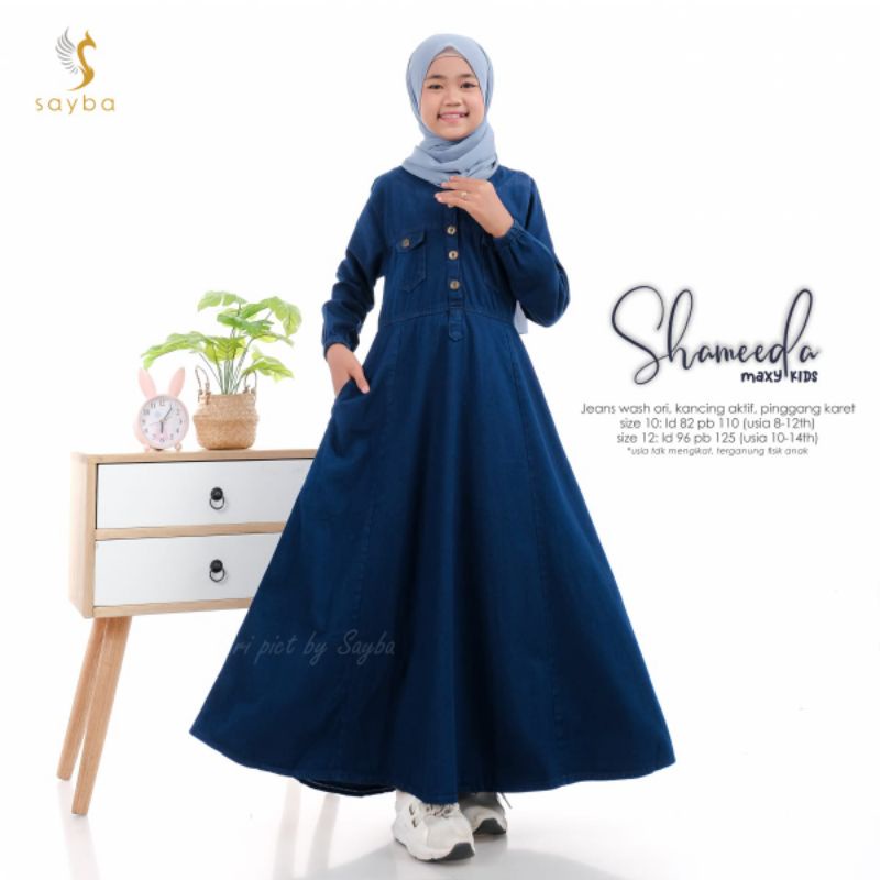 Shameeda Kids maxy - gamis anak - lepis anak - kids levis - baju gamis kecil - umur 9-13 tahun - mus