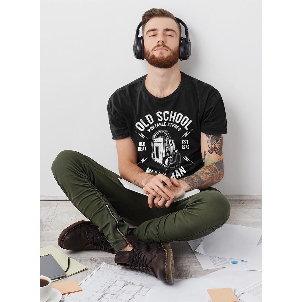 Kaos Distro Walkman Jadul Old School Music Tape Recorder produk lokal kualitas Premium bisa COD