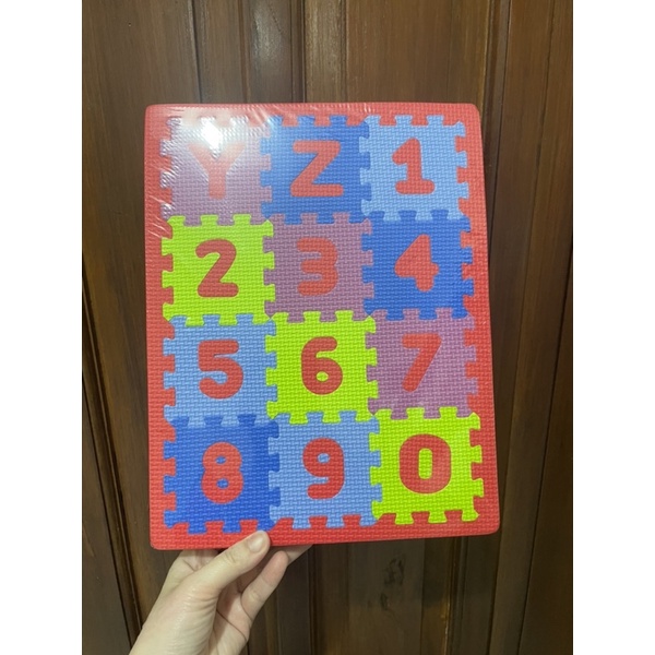 Mainan Puzzle Block Edukasi Anak Belajar Huruf Angka Abjad Warna Evamat Mini Aman Anak SNI