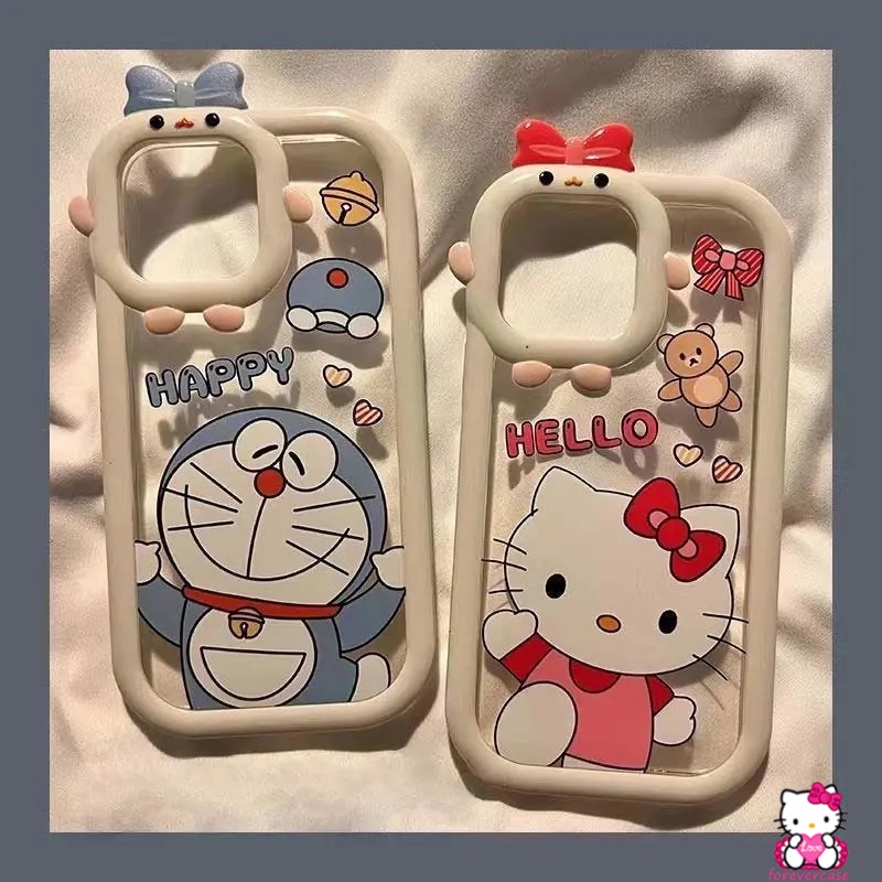 Soft Case Bumper Motif Kartun Hello Kitty Doraemon Untuk IPhone 7 8 Plus 13 11 12 Pro MAX 6 6S XR X XS MAX SE 2020