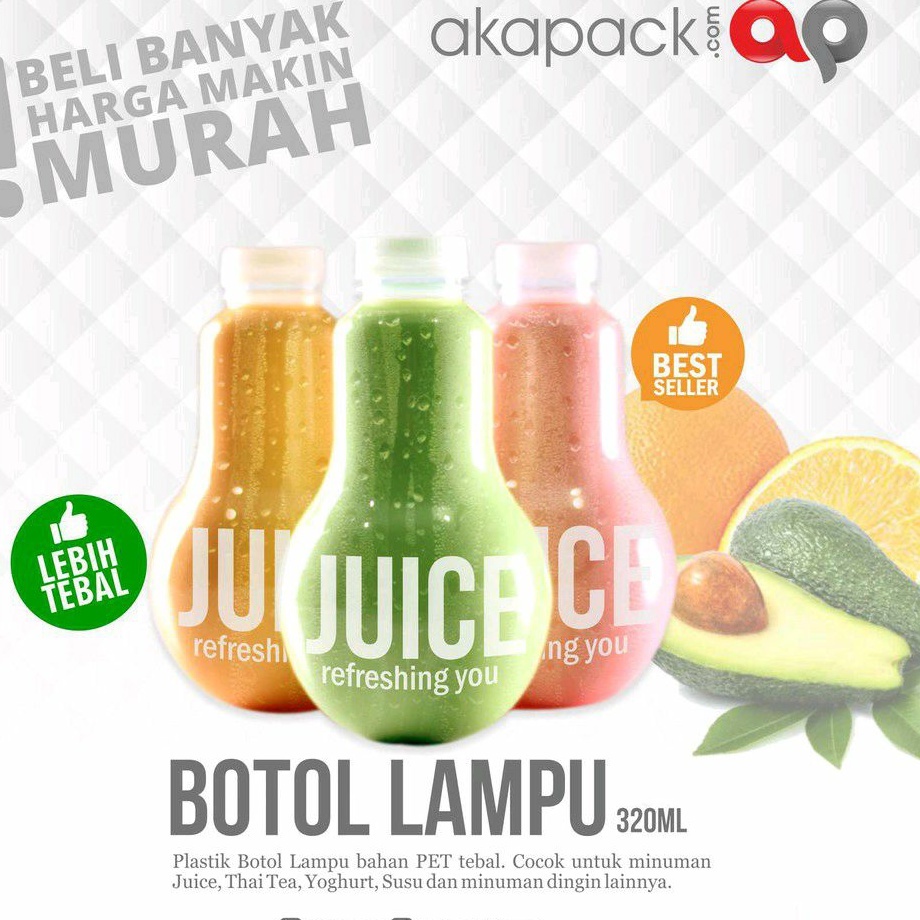 

Botol Lampu 320ml / botol bohlam / botol plastik isi 40 pcs