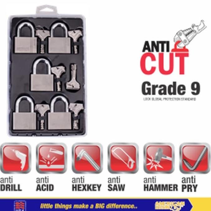 Gembok American Secure Master Key 60mm Gen 4 Isi 5pcs S931360MK5