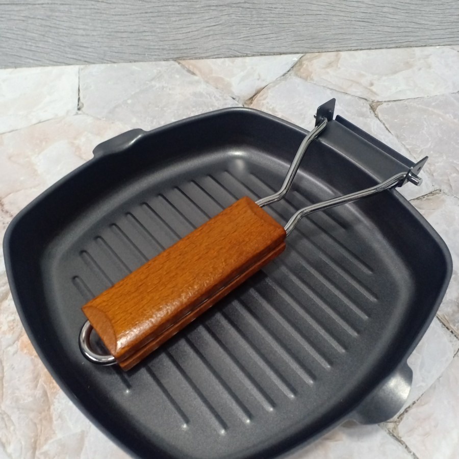 Anti Lengket Square Grill Pan 20 Cm Teflon Wajan BBQ Bakaran Sate Serbaguna - Wajan Lipat Serbaguna Teflon Panggangan Steak