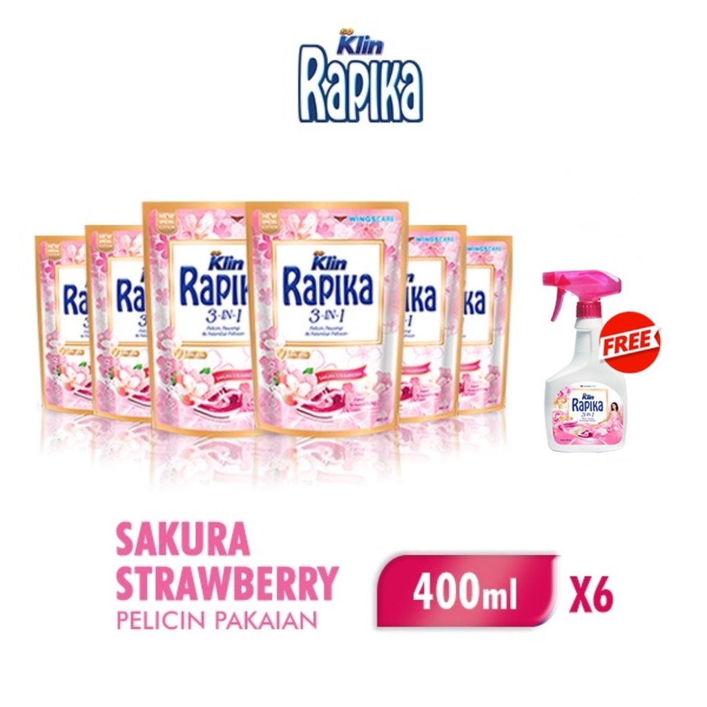 Rapika Reguler Pink - SAKURA Pouch 400 Ml x6 Free Rapika Reguler Pink Botol 450 Ml