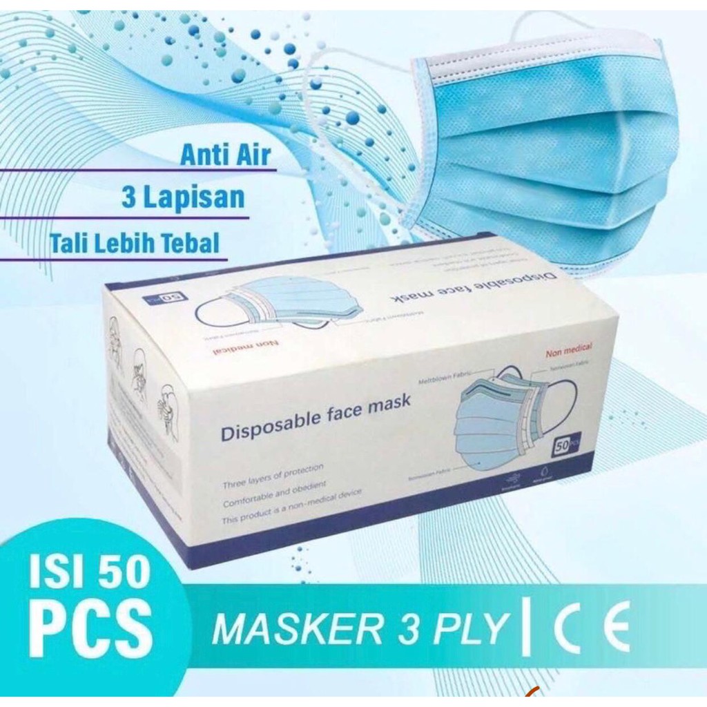 Masker earloop 3ply STARK XTRA hygenix face mask Import tebal medis isi 50
