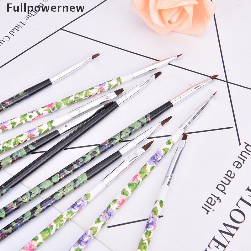 [FULL] 5Pcs Brush Carving Flat Builder Clean Up Pen UV Gel Extension Nail Art Tips Set