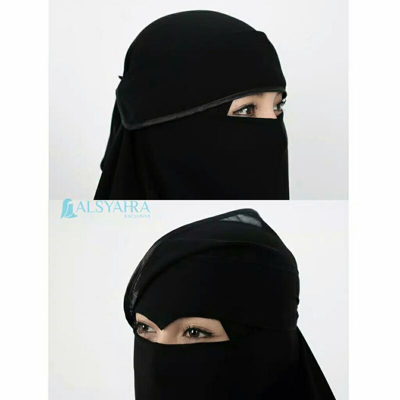 Alsyahra Exclusive Niqab Bandana Poni Bisban Elang / Lurus Sifon Jetblack