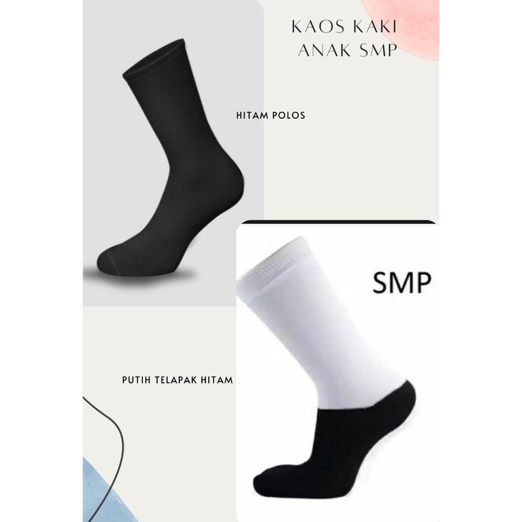 Kaos kaki sekolah SMP / Kaos kaki smp Hitam dan putih