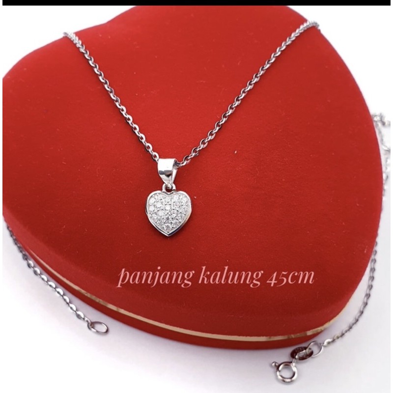Kalung liontin love kalung liontin perak 925 kalung wanita perak 925 lapis emas putih