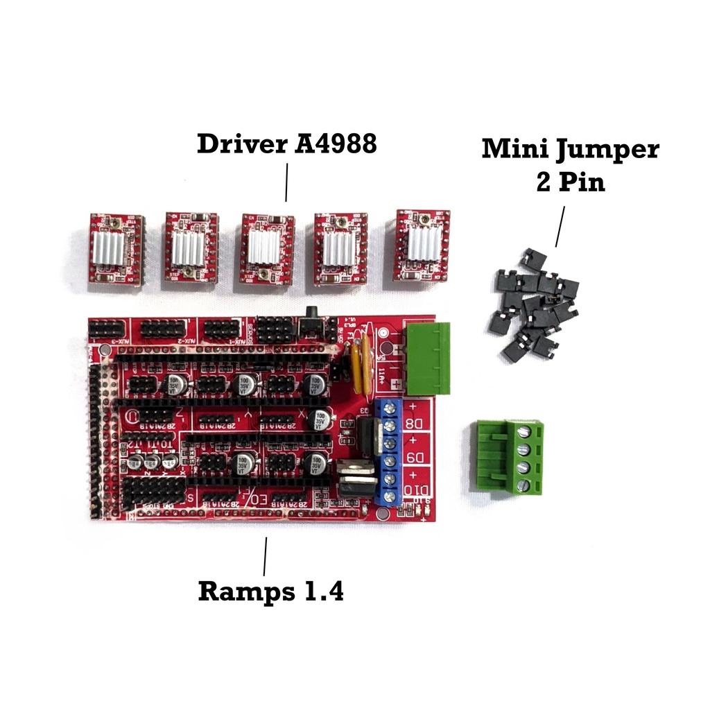 [HAEBOT] Ramps 1.4 Shield 5 A4988 Motor Driver CNC 3D Kontroller Printer Arduinoo Mega Heatshink Engraver Marlin GRBL Axis DRV8825 Mikrostepping Nema 17 Set