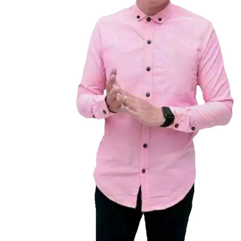 KEMEJA POLOS PRIA M L XL LENGAN PANJANG SEMUA WARNA READY STOK.