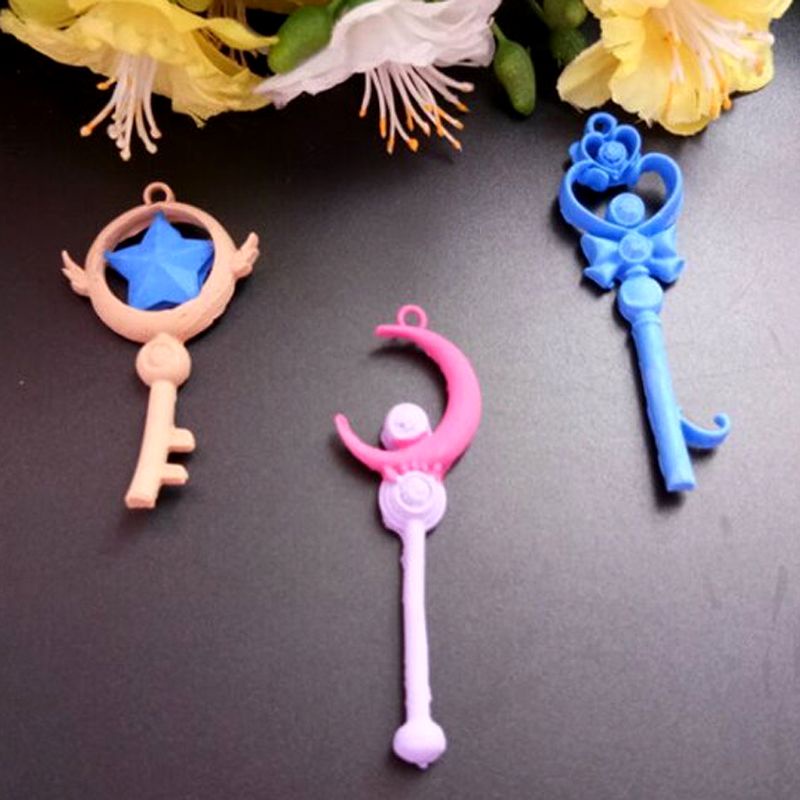 SIY  3Pcs Magic Wand Silicone Mold Key Star Moon Heart Shape Stick Mould Jewelry DIY