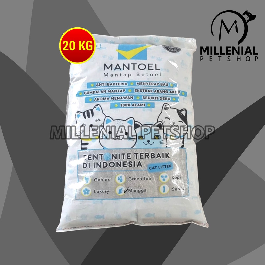 Pasir Kucing MANTOEL clumping Gumpal 20 kg cat sand litter top 20 kg