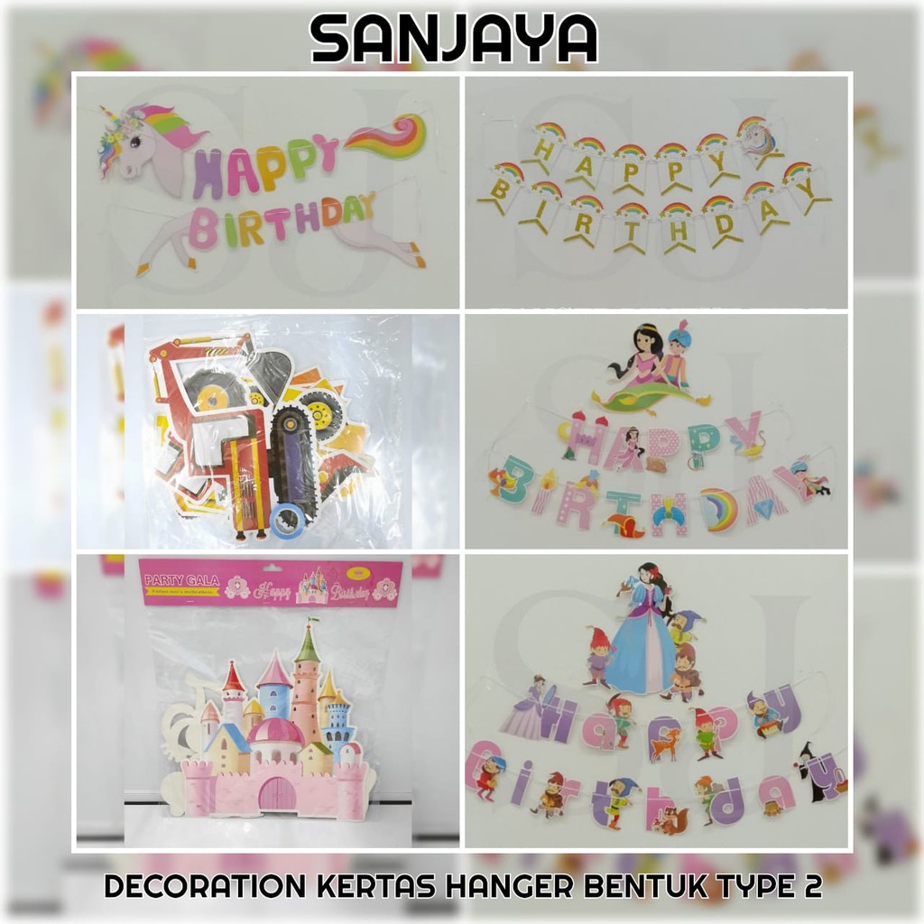 Banner Flag Happy Birthday / Bunting Flags Tulisan Happy Birthday / Banner Ulang Tahun / Decoration Kertas Hanger Bentuk Type 2