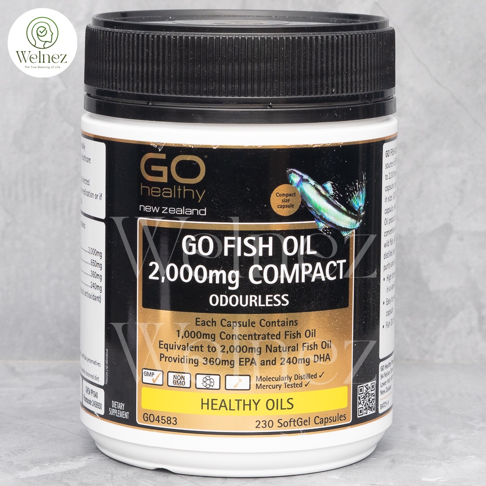 GO Healthy Fish Oil 2,000mg Compact Odourless 230 SoftGel Capsules