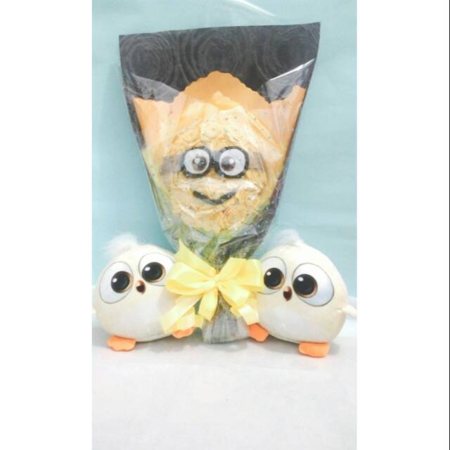 Buket bunga minion/ lucu/flanel