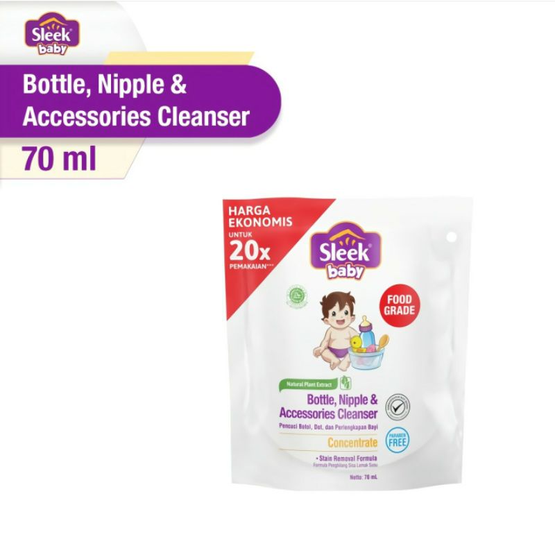 Sleek Baby Bottle Accessories Cleanser 70ml / Pembersih Botol Bayi 70ml (Pouch MINI)