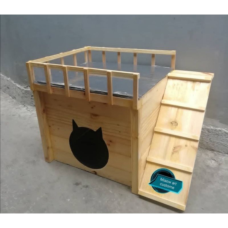 RUMAH KUCING ESTETIK KAYU CAT CONDO MIAOW ART CUSTOM