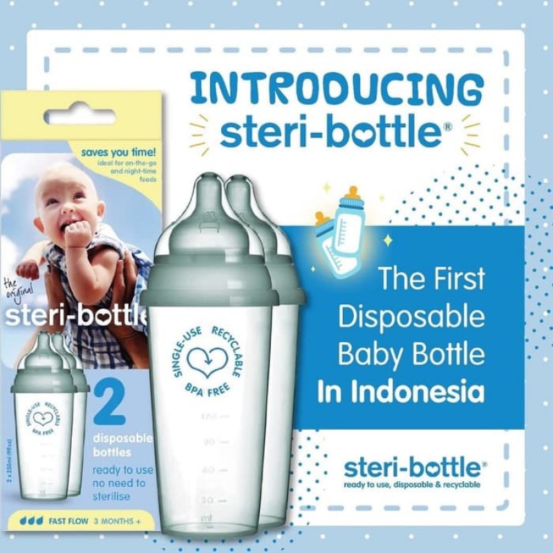 Steri Bottle Disposable Botol Susu Travel Sekali Pakai 250 ml - Isi 2