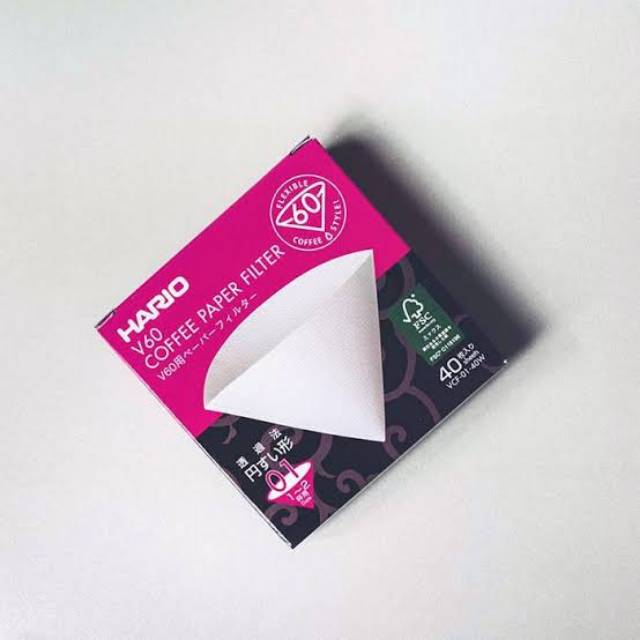 HARIO V60 PAPER FILTER WHITE ISI 40 LEMBAR - Kertas Saring V60 01