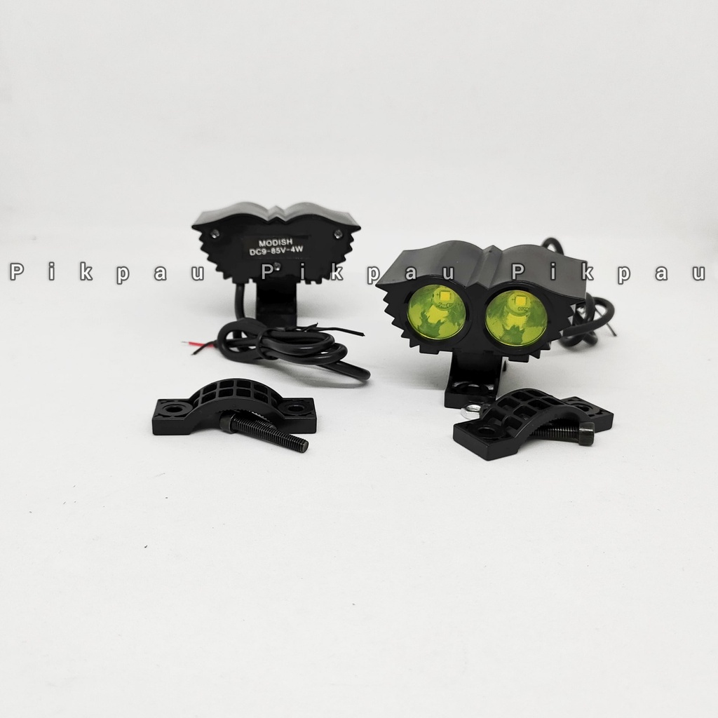 Lampu Tembak Sorot Motor Model Owl Mini 2 Mata 3 Mode Putih dan Kuning