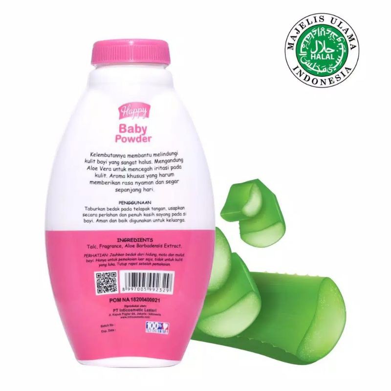 Happy Bedak Baby Powder Aloe Vera 200gr