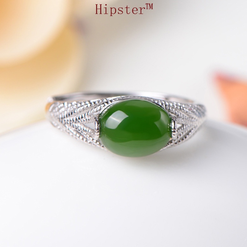 Retro Graceful and Fashionable Hollow Emerald Open Ring