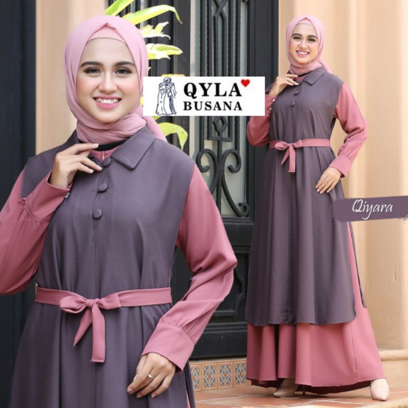 DRESS QIYARA SET ( INER & OUTER ) / DRESS CARDIGAN/DRESS TRENT MASA KINI