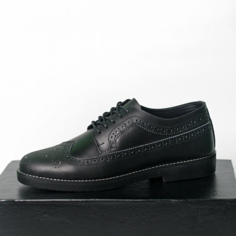 SAMOYED Black (Kulit Asli) Sepatu Pantofel Pria Kulit Asli Oxford Men Wingtip Casual Kerja Kantor Spatu Kondangan Original