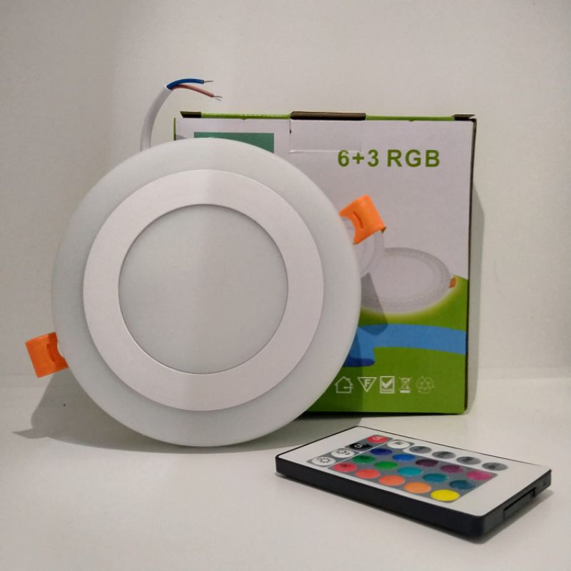 Downlight Led Panel Remote 2 Warna 6+3W 3+3W Putih+RGB