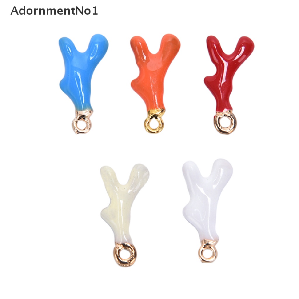 (AdornmentNo1) 10pcs Liontin Bentuk Tanduk Rusa Bahan Alloy Untuk Kerajinan Tangan Charms