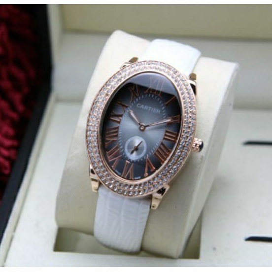 Jam Tangan CARTIER DIAMOND KULIT TGL CHRONO DETIK AKTIF Diameter 3,3 cm/Jam Tangan Wanita Fashion