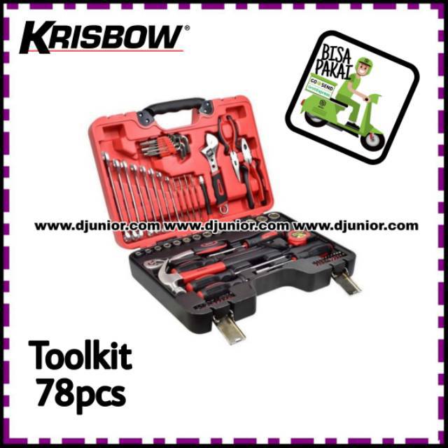 ACE KRISBOW - TOOL KIT 78 PCS - TOOLKIT BOX KOTAK SET PERKAKAS MEKANIK - OBENG TANG PALU KUNCI TOOLS