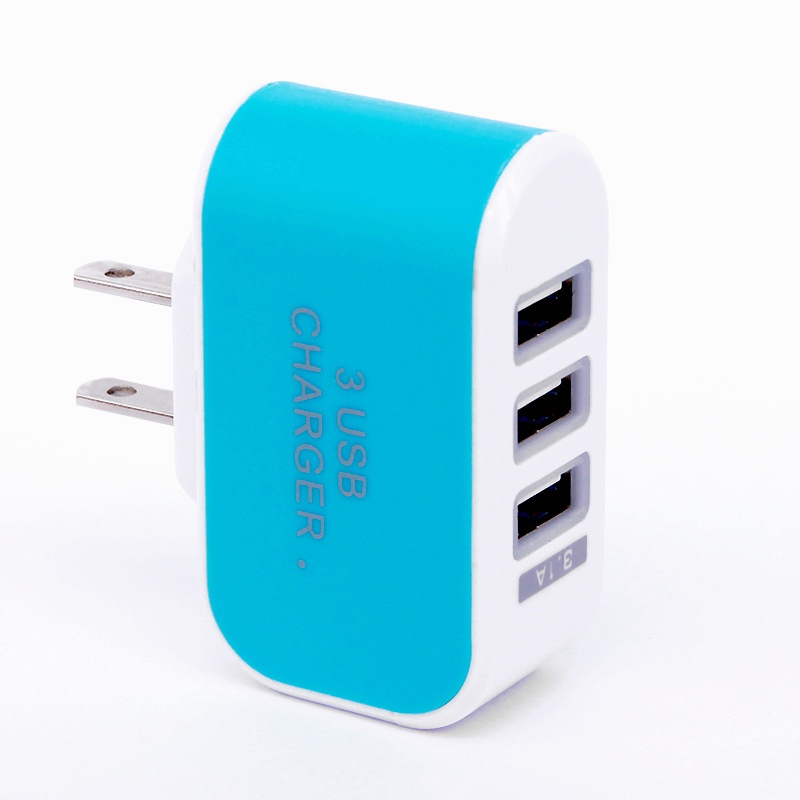 1pc Adapter Charger Dinding 3 Port USB 3.1A Portable Warna Permen Untuk Travel