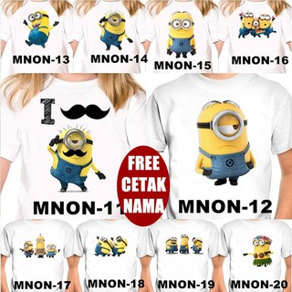  FREE NAMA Baju  Kaos  COUPLE  ANAK DAN DEWASA MINION  