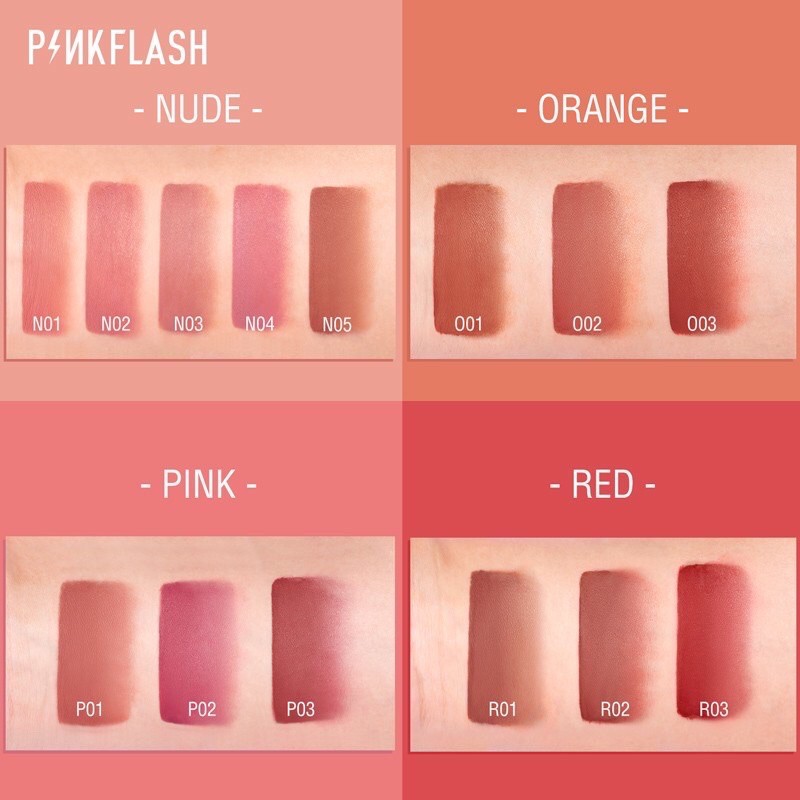 Pinkflash Ohmykiss Lipstick Cair Matte Lembut Tahan Lama Dengan Pelembab PF-L01