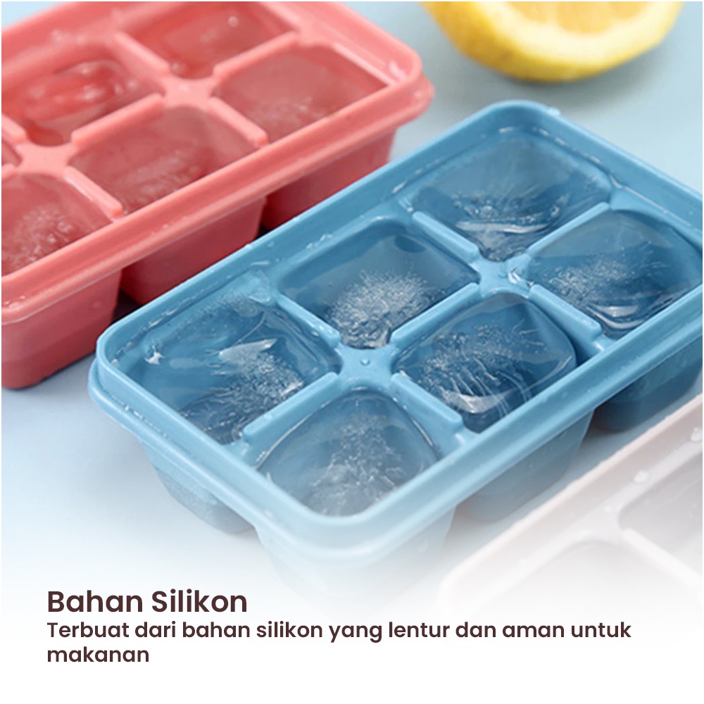 Cetakan Es Batu Silikon Dengan Tutup Ice cube Tray