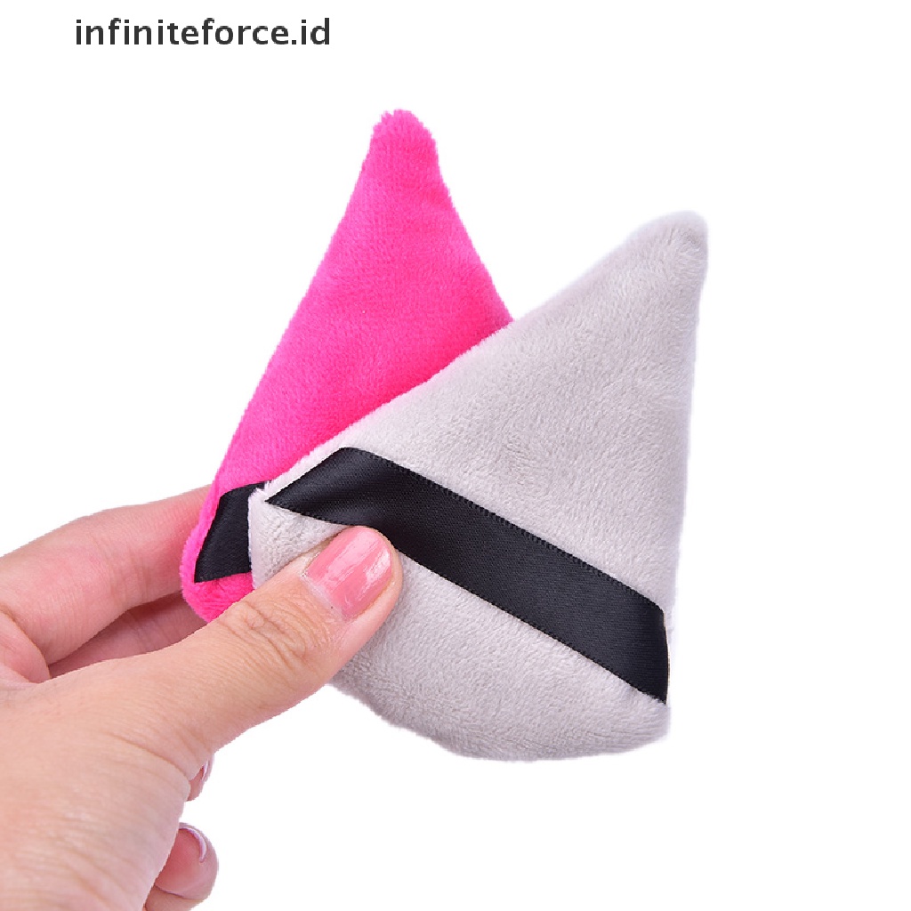 Infiniteforce.id 2pcs / Set Spons Puff Velvet Bentuk Segitiga Untuk Makeup / Kosmetik Wanita