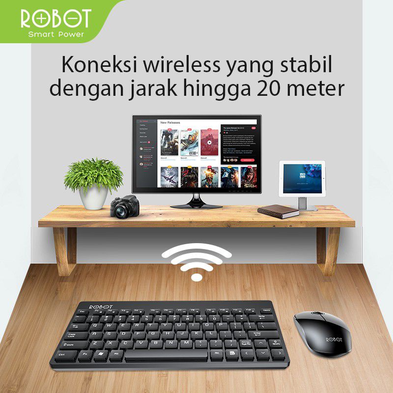 WIRELESS KEYBOARD DAN MOUSE SET ROBOT KM3000