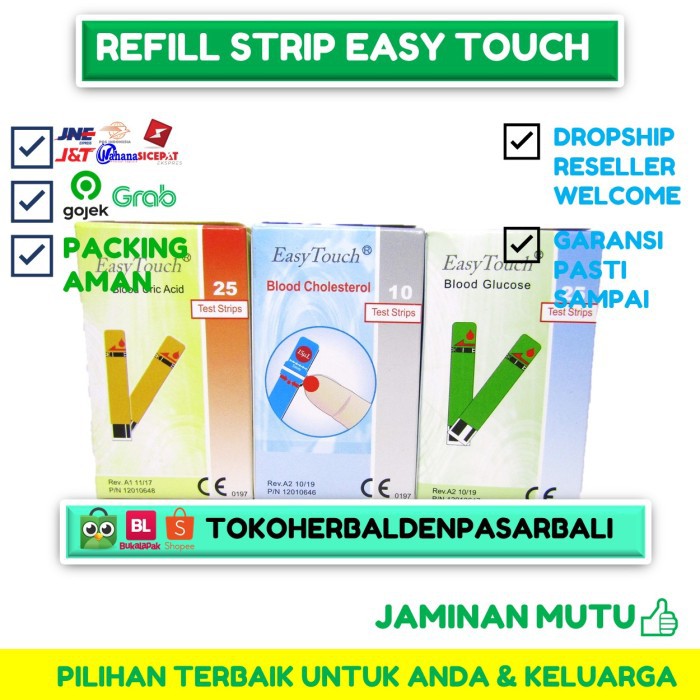 

Easy Touch Strip Paket hemat. Strip gula darah, kolestrol & asam urat Depasar Bali