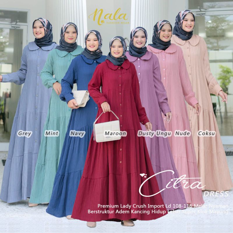 Citra | Dress Wanita | Mat . Premium Lady Crush Import | Ld 108 - 116