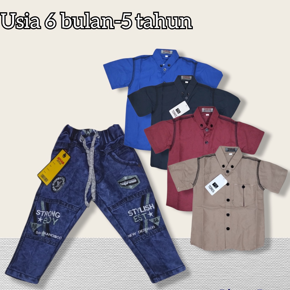 SETELAN CELANA LEVIS BAJU KEMEJA ANAK LAKI LAKI/SETELAN LEVIS PANJANG ANAK LAKI LAKI TERBARU