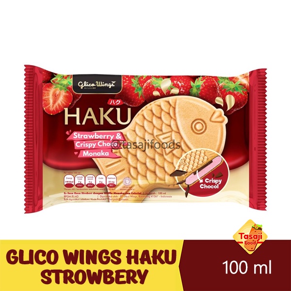 Glico Wings Haku Strowbery Crispy Choco Monaka 100 Ml