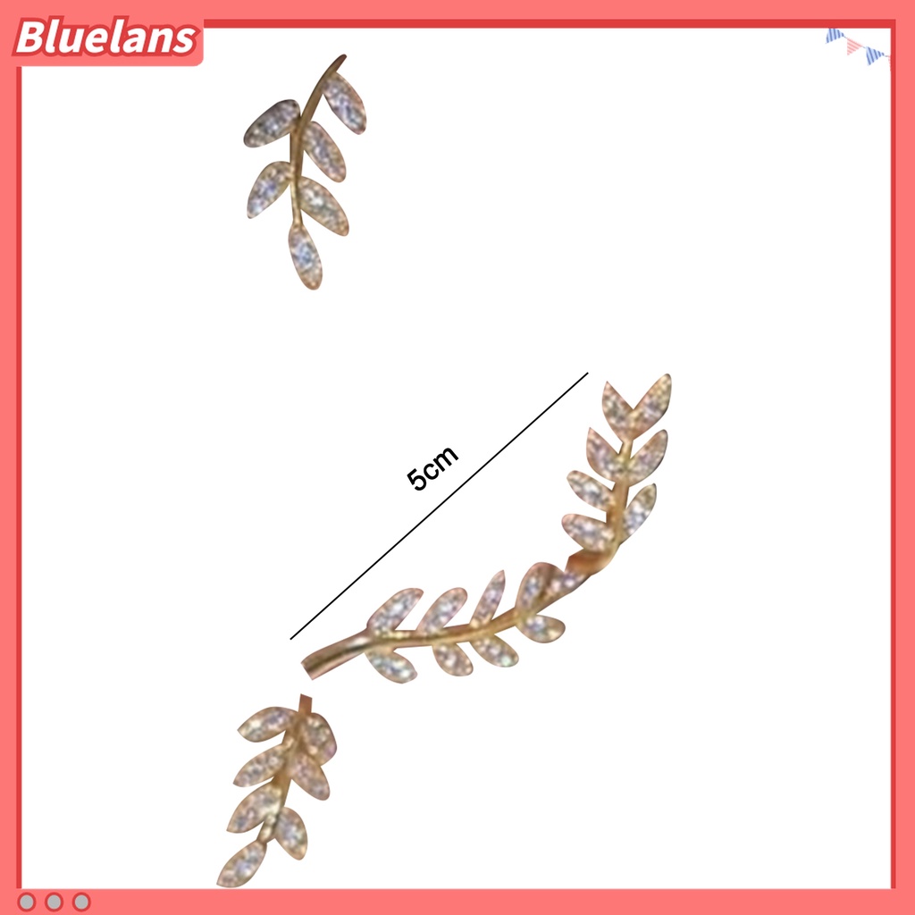 1pc Anting Klip Telinga Bentuk Daun Bahan Cubic Zirconia
